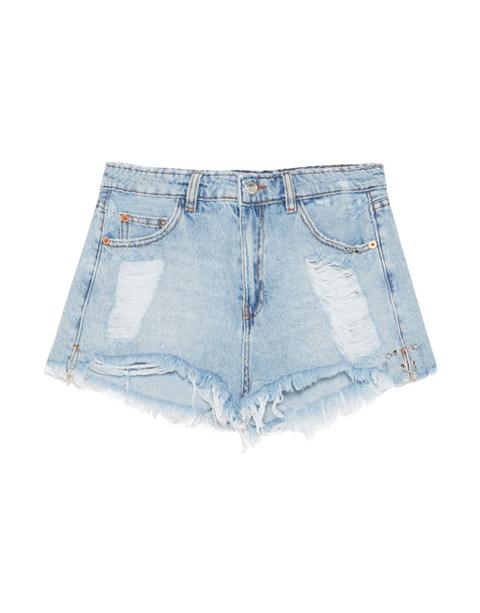 Short Denim Rotos Con Piercing