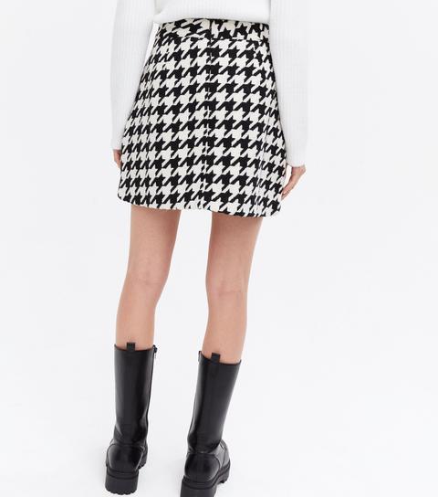 Blue Vanilla Black Dogtooth High Waist Mini Skirt New Look