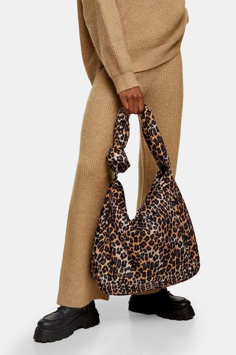 Considered Leopard Print Knitted Nylon Hobo Bag