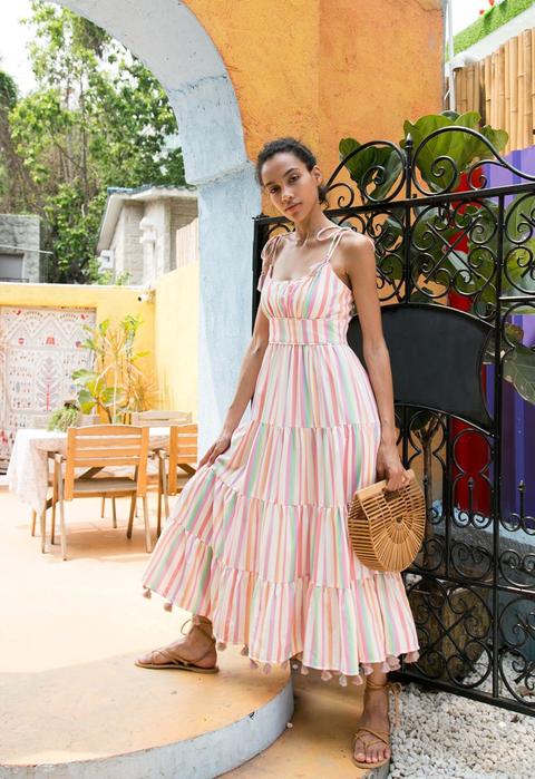 Rainbow Candies Stripes Maxi Dress