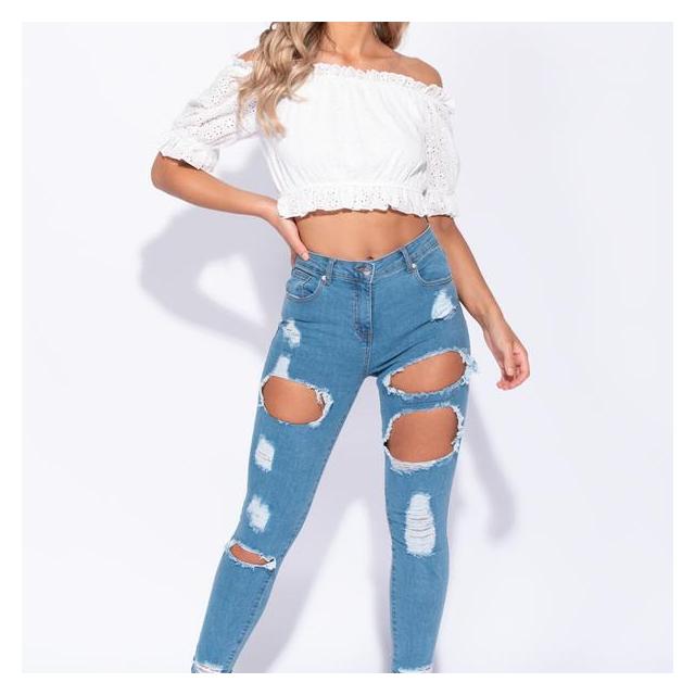 ripped mid rise jeans