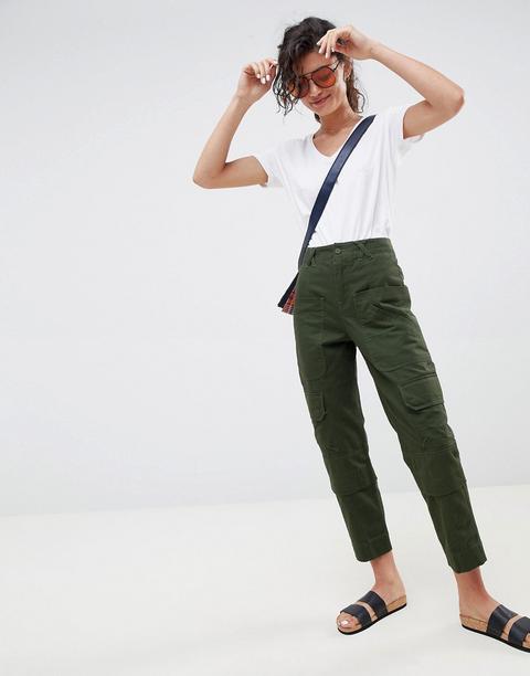 Asos Design - Pantaloni Multitasche Slim Verdi - Verde