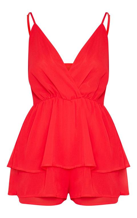 red frill playsuit