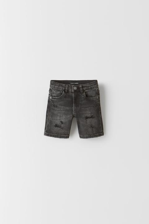 Bermuda Denim Straight Destroyed