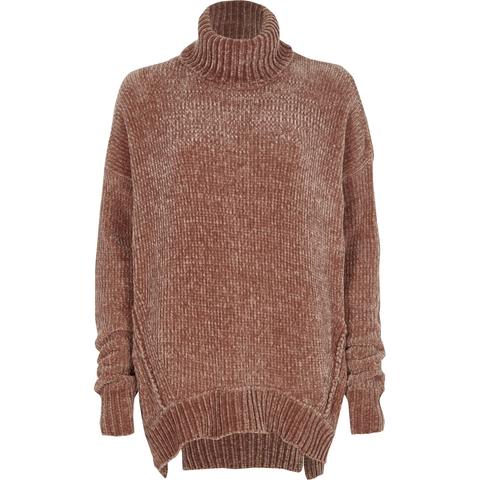 pink oversized roll neck jumper