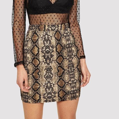 Falda Ajustada Con Estampado De Piel De Serpiente