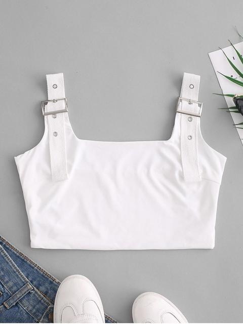 Top Sin Mangas Cuello Cuadrado White