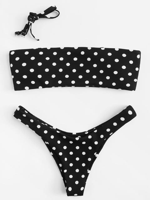 Set De Bikini Bandeau De Lunares