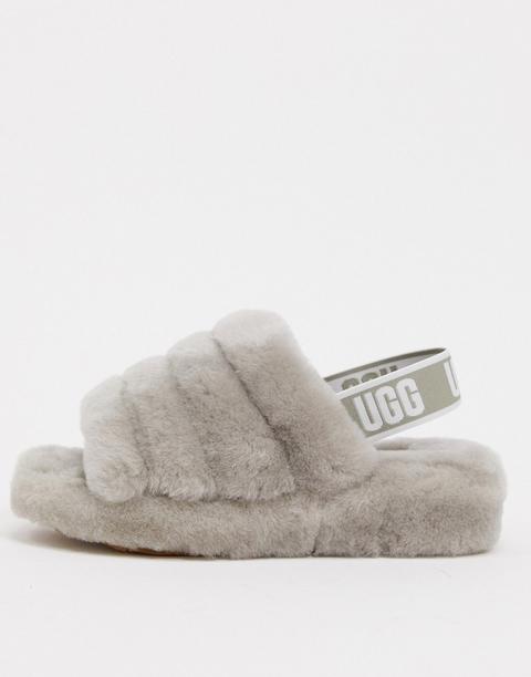 grey fluff yeah slide slippers