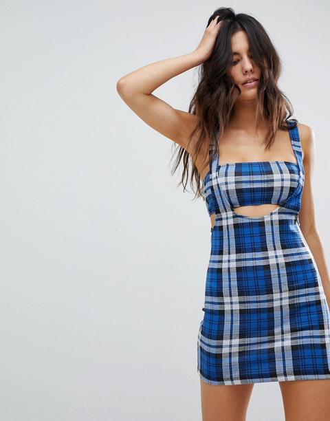 Motel Cami Cutout Mini Dress In 90's Check