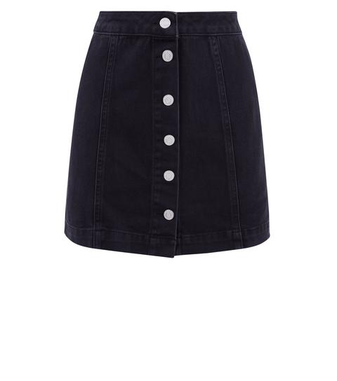new look black denim mini skirt