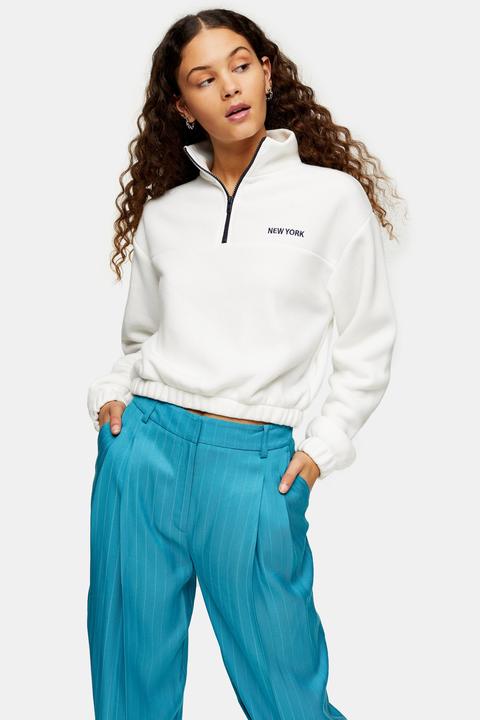 Womens New York Soft Funnel Sweatshirt In White - White, White