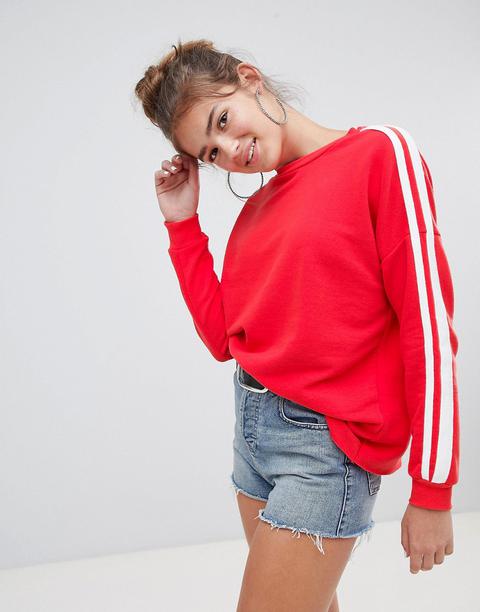 Pull&bear Sweat With Stripe - Red