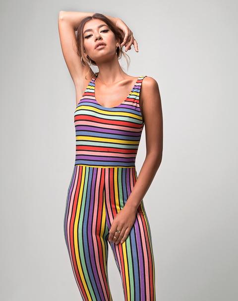 Unitard In Over The Rainbow Stripe By Motel