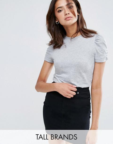 New Look Tall Grey Puff Sleeve Jersey Top