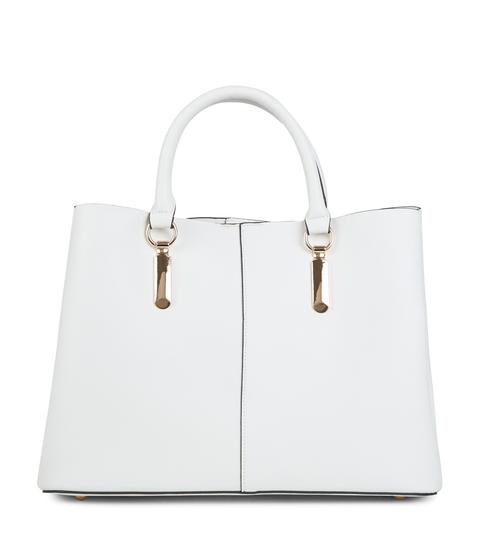 White Gold Trim Tote Bag