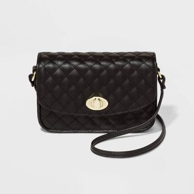 Quilted Crossbody Bag With Twistlock - Wild Fable Black