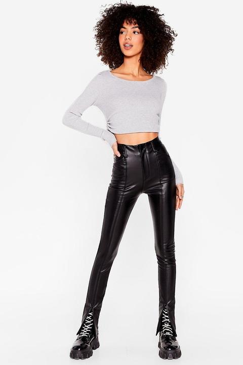 Womens Seam Detail Skinny Faux Leather Trousers