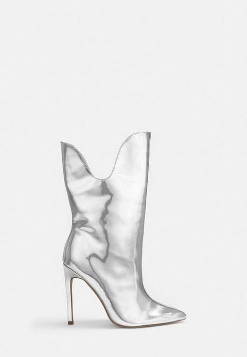 silver heeled ankle boots
