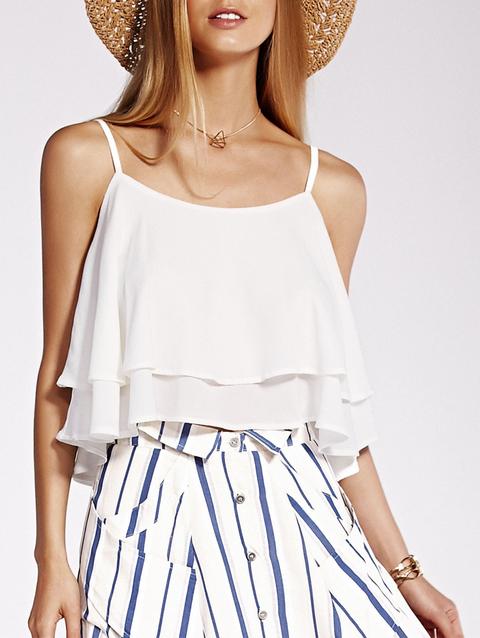 Flouncing White Cami Top