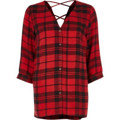 Red Check Cross Back Shirt