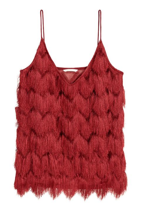 Top Con Flecos - Rojo