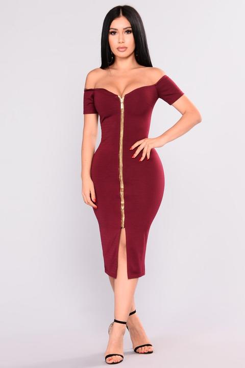 Robyn Zipper Dress - Wine