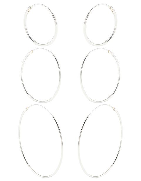 Sterling Silver 3x Simple Hoop Earrings Set