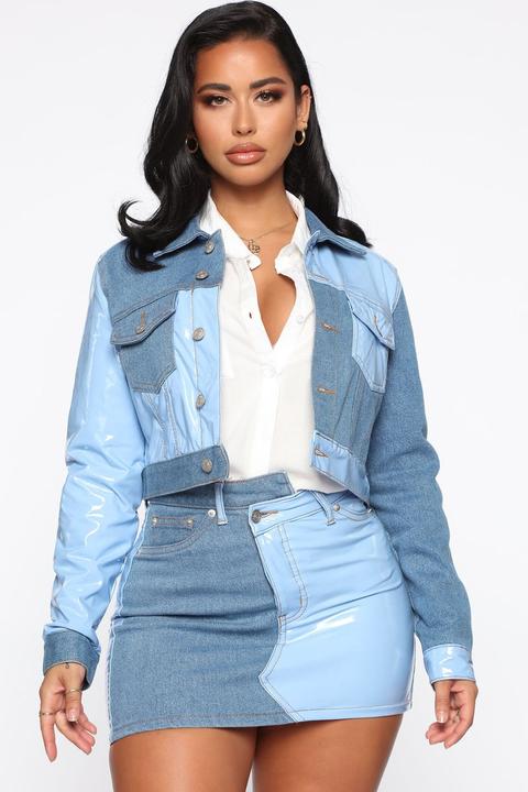 So Problematic Two Tone Jacket - Blue/combo