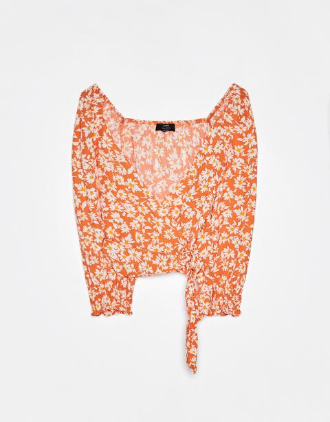 Camicia A Fiori Con Allacciatura