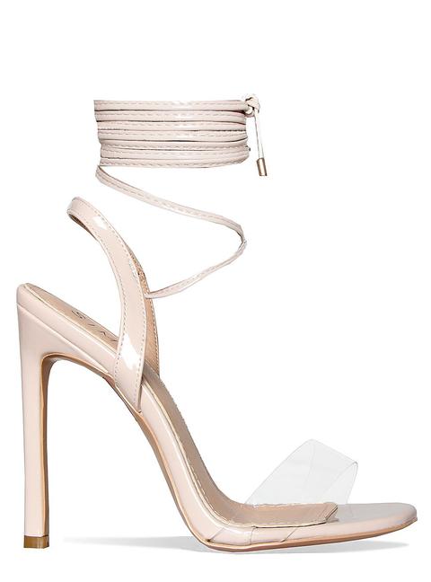 Ella Nude Clear Lace Up Heels