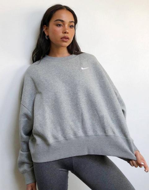 Nike Mini Swoosh Oversized Boxy Sweatshirt In Grey