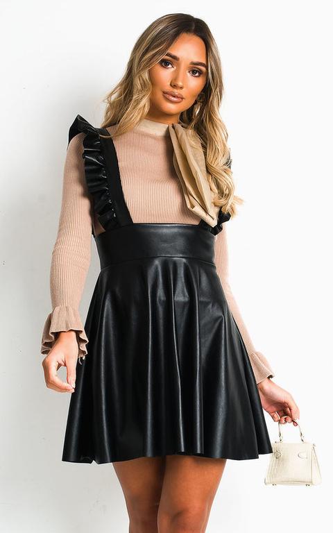 black leather pinafore dress