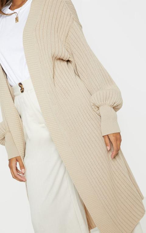 Stone ribbed 2025 knitted midi cardigan