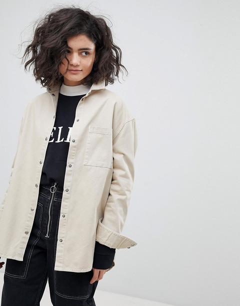 Asos Design - Giacca Stile Camicia Di Jeans Grigio Pietra - Beige
