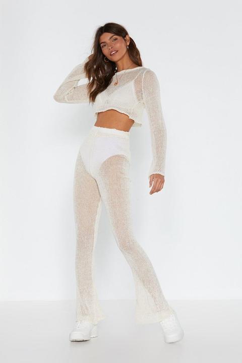 Catch Of The Day Crochet Crop Top And Pants Set