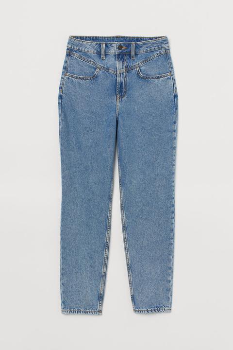 Mom High Ankle Jeans - Bleu