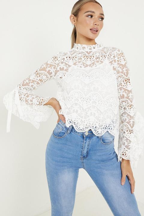 Cream Lace Turtle Neck Top