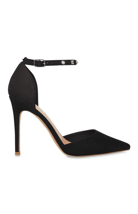 Black Suede Strap Heel