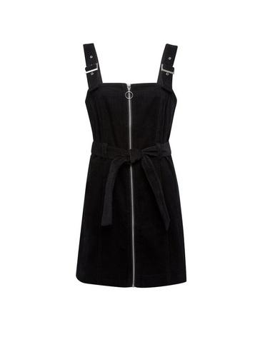 Womens Lola Skye Black Corduroy Pinafore Dress, Black