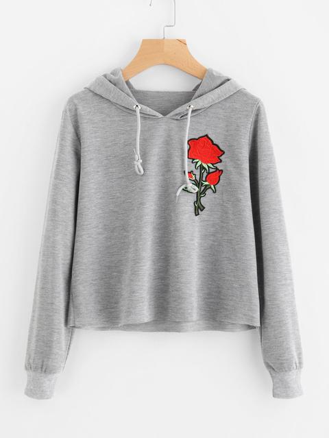 rose patch hoodie