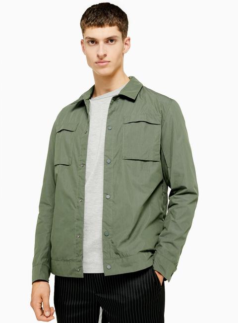 Mens Selected Homme Green 'icon' Organic Cotton Shacket, Green