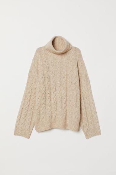 H & M - Dolcevita In Maglia A Trecce - Beige