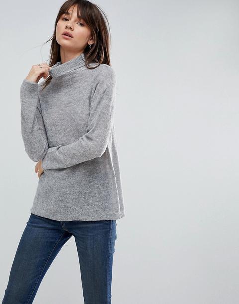 Asos - Maglione A Collo Alto In Misto Mohair - Grigio