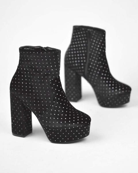 Cherie - Ankle Boots In Pearl Black Suede