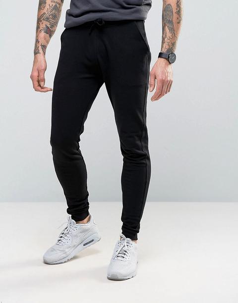 Pantalones De Chándal Súper Ajustados En Negro De Asos