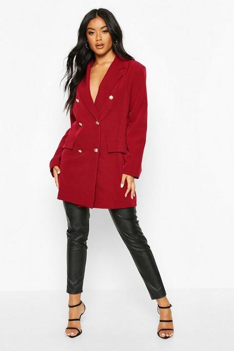 Womens Oversize Double Breasted Blazer - Red - 8, Red