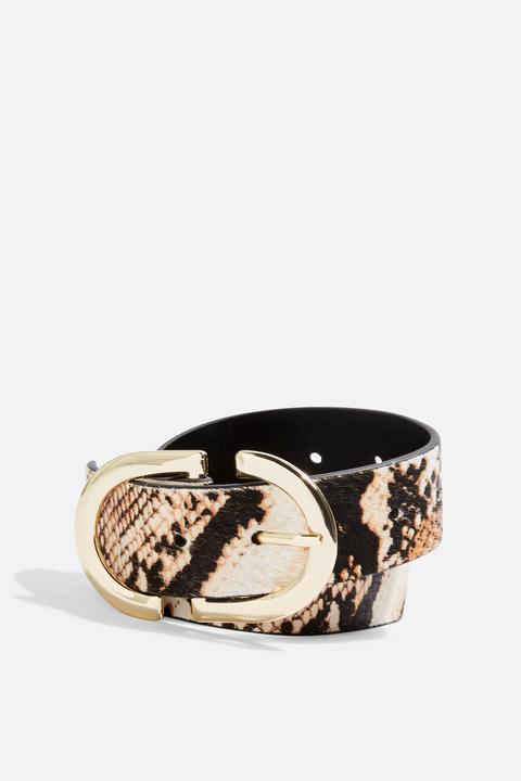 Womens Snake Print Logo Belt - Multi, Multi