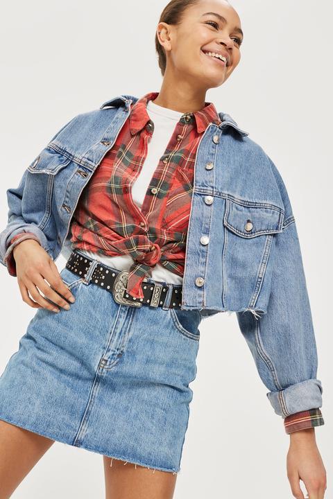 Topshop hacked off deals crop denim jacket