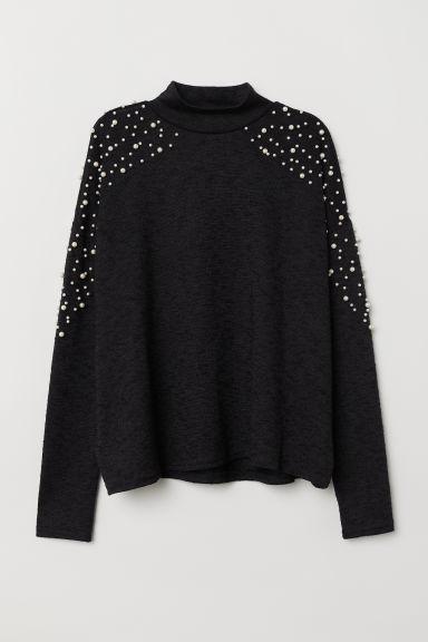 H & M - Jersey Con Cuentas - Negro